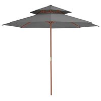 Meubelen-Online - Parasol Dubbeldekker met houten paal 270 cm antraciet