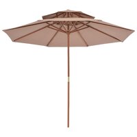 Meubelen-Online - Parasol Dubbeldekker met houten paal 270 cm taupe