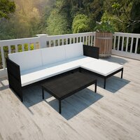 Meubelen-Online - Loungeset Padova met kussens poly rattan zwart