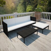 Meubelen-Online - Loungeset Padova met kussens poly rattan zwart