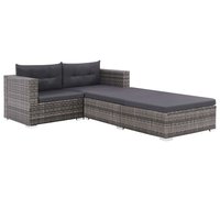 Meubelen-Online - Loungeset Melvin met kussens poly rattan grijs