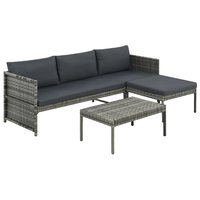 Meubelen-Online - Loungeset Mireille met kussens poly rattan grijs