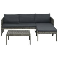 Meubelen-Online - Loungeset Mireille met kussens poly rattan grijs