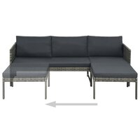 Meubelen-Online - Loungeset Mireille met kussens poly rattan grijs