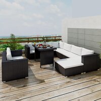 Meubelen-Online - Loungeset Marbella met kussens poly rattan zwart