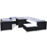 Meubelen-Online - Loungeset Marbella met kussens poly rattan zwart
