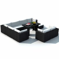 Meubelen-Online - Loungeset Marbella met kussens poly rattan zwart