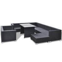 Meubelen-Online - Loungeset Marbella met kussens poly rattan zwart