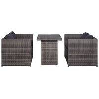 Meubelen-Online - Loungeset Dining met kussens poly rattan grijs