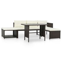 Meubelen-Online - Loungeset Compact dining poly rattan bruin