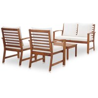 Meubelen-Online - Loungeset Mango met witte kussens massief acaciahout