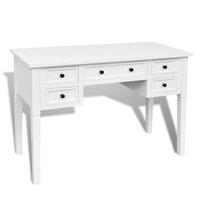 Meubelen-Online - Bureau Versailles hout met 5 lades wit