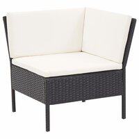Meubelen-Online - Loungeset Chaise longue met kussens poly rattan zwart