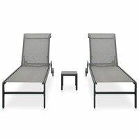Meubelen-Online - Ligbedden Easy 2 st met tafel textileen en staal grijs