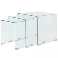 Meubelen-Online - Bijzettafel Nestor set 3-dlg transparant gehard glas