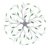 Plafondlamp met acryl kristallen bladarmen voor 5xE14 groen