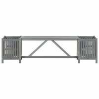 Tuinbank met 2 plantenbakken 150 cm massief hout grijs