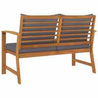 Tuinbank Whoopy 2-zits 120cm met grijze kussens - hout bruin