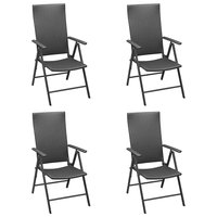 Tuinstoelen Maris set 4 st poly rattan zwart