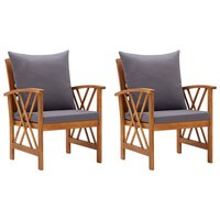 Tuinstoelen Mindy met kussens 2 st massief acaciahout