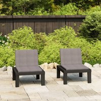Loungestoelen Asia 2 st met kussens kunststof grijs