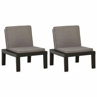 Loungestoelen Asia 2 st met kussens kunststof grijs