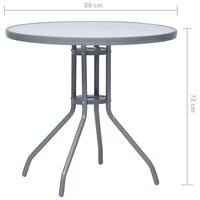Tuintafel Marcel 80 cm staal en glas lichtgrijs