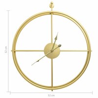 Wandklok 52 cm ijzer goudkleurig