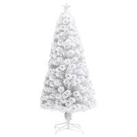 Kunstkerstboom met LED 150 cm glasvezel wit