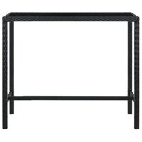 Tuinbartafel 130x60x110 cm poly rattan en glas zwart