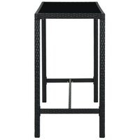 Tuinbartafel 130x60x110 cm poly rattan en glas zwart