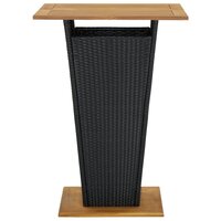 Bartafel 80x80x110 cm poly rattan en massief hout zwart