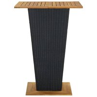 Bartafel 80x80x110 cm poly rattan en massief hout zwart