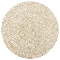 Vloerkleed handgemaakt 150 cm jute wit en naturel
