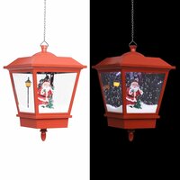 Kersthanglamp met LED-lamp en kerstman 45 cm rood