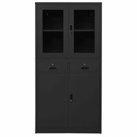Kantoorkast 90x40x180 cm staal en gehard glas antracietkleurig