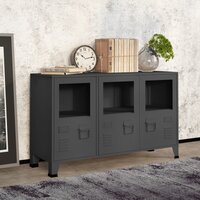 Dressoir industrieel 105x35x62 cm metaal en glas antracietkleur