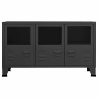 Dressoir industrieel 105x35x62 cm metaal en glas antracietkleur