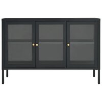 Dressoir 105x35x70 cm staal en glas antracietkleurig