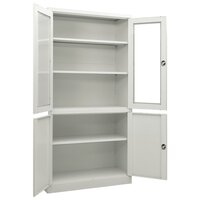Archiefkast Vitrine 90x40x180 cm staal lichtgrijs