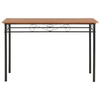 Eethoek Leoni 4 stoelen hout en staal bruin