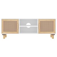 Tv-meubel Manu 105x30x40 cm massief grenenhout en rattan wit