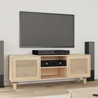 Tv-meubel Manu 105x30x40 cm massief grenenhout en rattan bruin