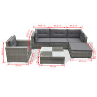 6-Delige Loungeset Met Kussens Poly Rattan Grijs