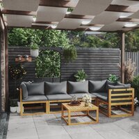 Loungeset Moon met kussens grijs massief acaciahout