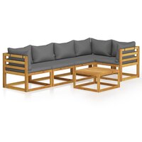 Loungeset Moon met kussens grijs massief acaciahout
