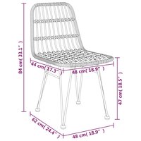 Tuinset Hansa poly rattan blank tafel met 2 stoelen