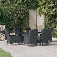 Tuinset Laren poly rattan donkergrijs tafel met 6 stoelen