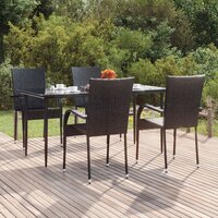 Tuinset Eelde poly rattan zwart tafel met 4 stoelen