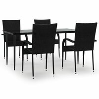 Tuinset Eelde poly rattan zwart tafel met 4 stoelen